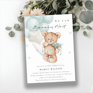 Invitación Baby Shower de globo de espera de Bearly Blue