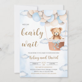 Invitación Baby Shower de globo de oso azul