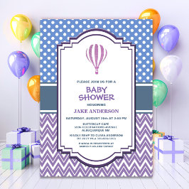 Invitación Baby Shower de globo Purple Hot Air