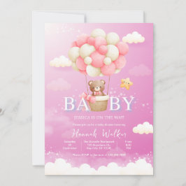 Invitación Baby Shower de globo rosa