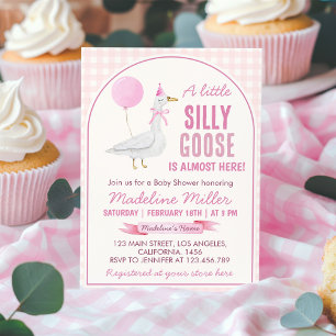 Invitación Baby Shower de globo rosa y chiflado
