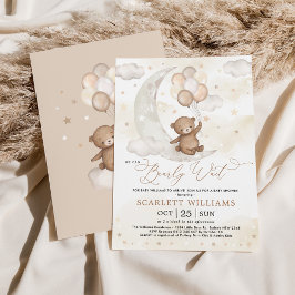 Invitación Baby Shower de globos de oso de luna neutro de gén