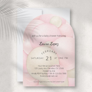 Invitación Baby Shower de globos rosados modernos