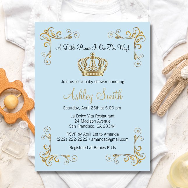 Invitación Baby Shower de Gold Prince - Personaliz (Subido por el creador)