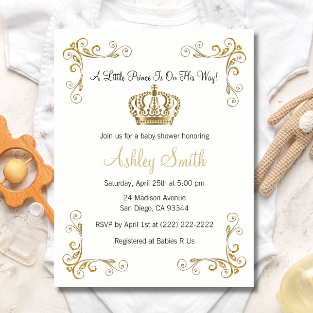 Invitación Baby Shower de Gold Prince - Personaliz (Subido por el creador)