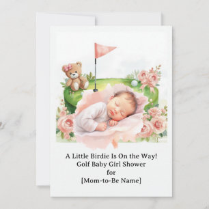 Invitación Baby Shower de Golf Girl en el campo de golf