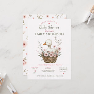 Invitación Baby Shower de Gosling Floral Rosa