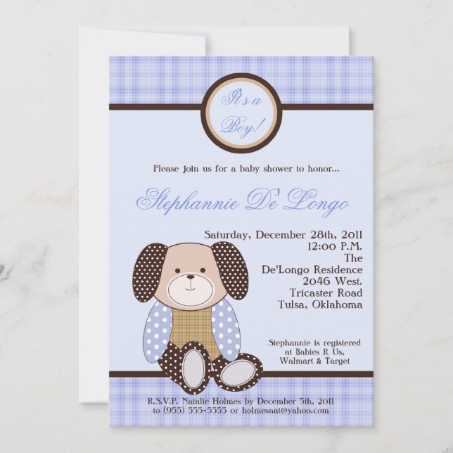 Invitación Baby Shower de Graham Crackers Boy Blue (Anverso)