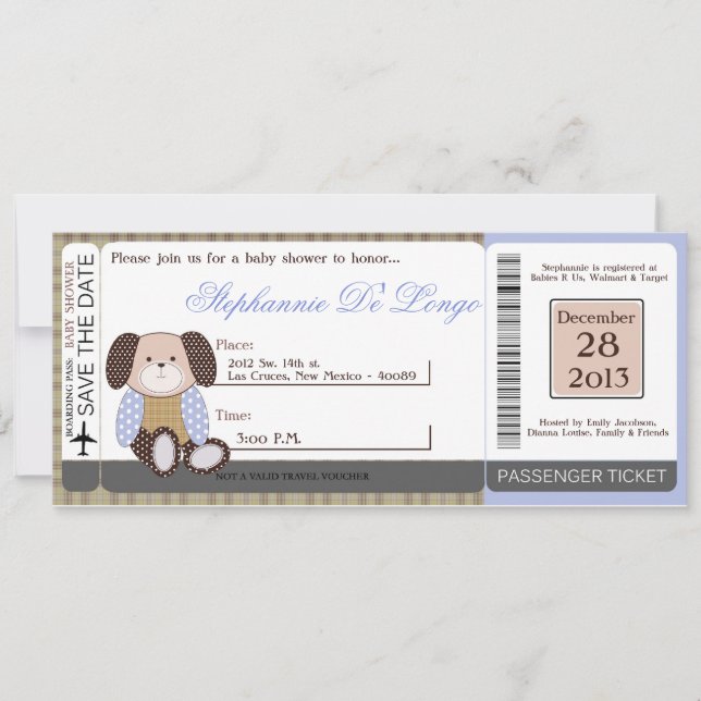 Invitación Baby Shower de Graham Crackers Boy Blue (Anverso)