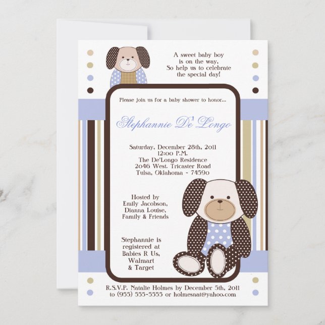 Invitación Baby Shower de Graham Crackers Boy Blue (Anverso)