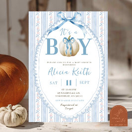 Invitación Baby Shower de Grandmillenienne Preppy Blue Pumpki
