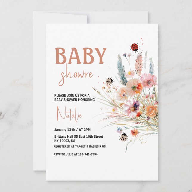 Invitación Baby Shower de Grass Pampas (Anverso)