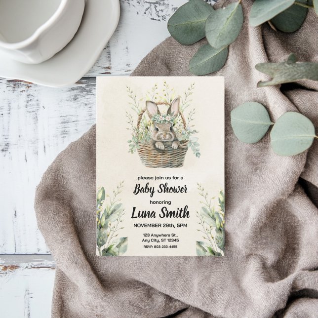 Invitación Baby Shower de Green Bunny Rabbit (Subido por el creador)