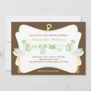 Invitación Baby Shower de Green Storks de entrega especial
