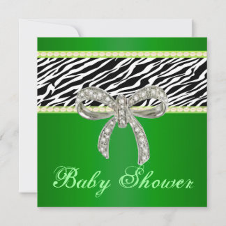 Invitación Baby Shower de Green Zebra Diamond Bow
