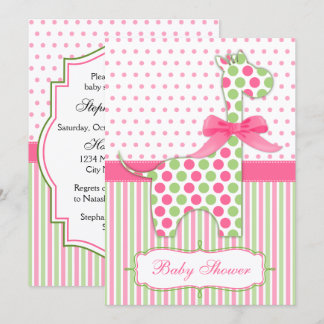 Invitación Baby Shower de guijarros rosas y verdes