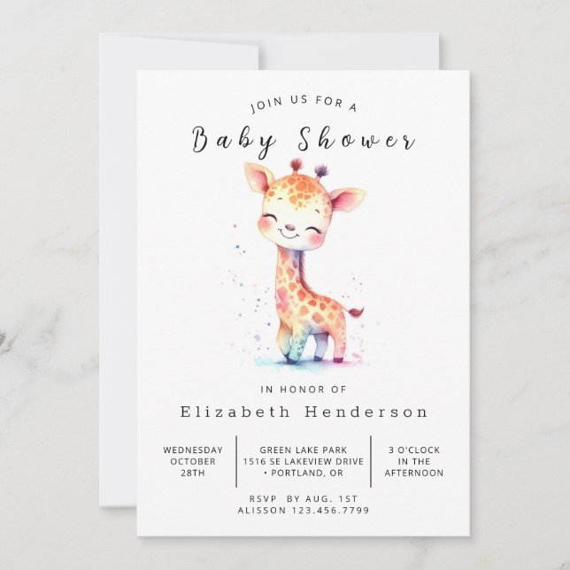 Invitación Baby Shower de guirafa rusa en línea (Anverso)