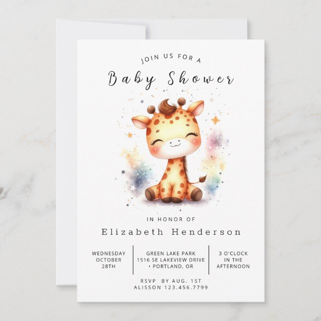 Invitación Baby Shower de guirafa rusa en línea (Anverso)
