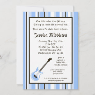 Invitación Baby Shower de Guitarra Azul Rockero 5x