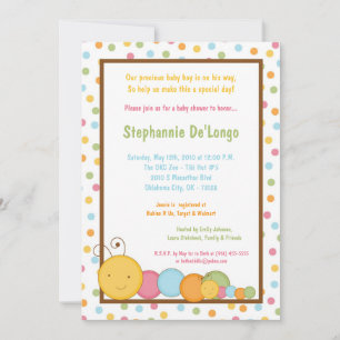 Invitación Baby Shower de gusano de oruga de muell