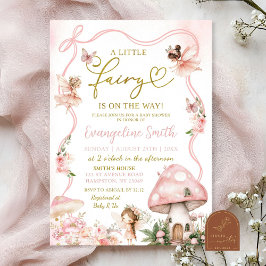 Invitación Baby Shower de hadas florales rosadas