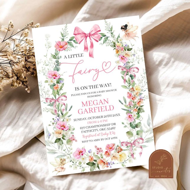 Invitación Baby Shower de hadas floridas de primavera rosadas (Subido por el creador)