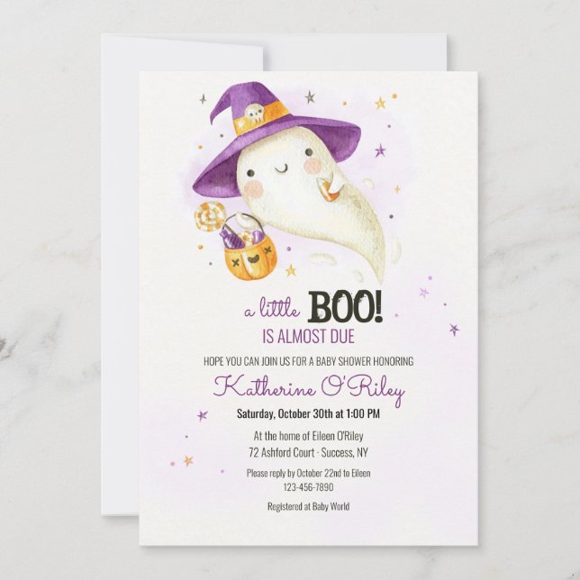 Invitación Baby Shower de Halloween  (Anverso)