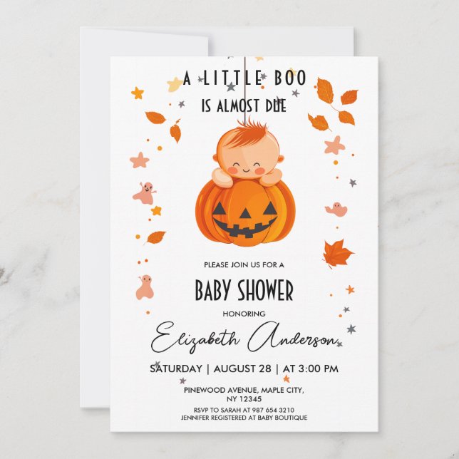 Invitación Baby Shower de Halloween (Anverso)