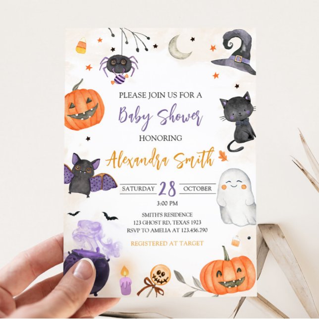 Invitación Baby Shower de Halloween (Ghost Baby Shower Invitation)