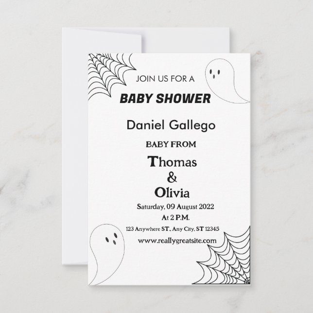 Invitación Baby Shower de Halloween (Anverso)