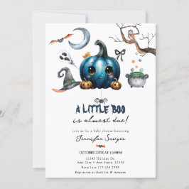 Invitación Baby Shower de Halloween | Calabaza azul