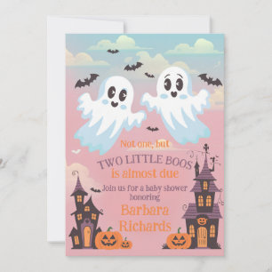 Invitación Baby Shower de Halloween de Twin Boo