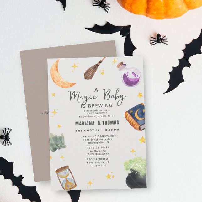 Invitación Baby Shower de Halloween Neutral de la bebé mágica (Subido por el creador)