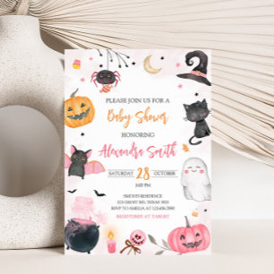 Invitación Baby Shower de Halloween rosa