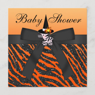 Invitación Baby Shower de Halloween Zebra & Animal Print
