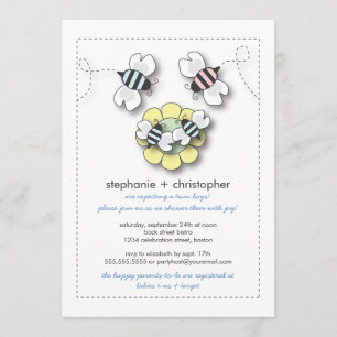 Invitación Baby Shower de Happy Bee Family Twin Bo