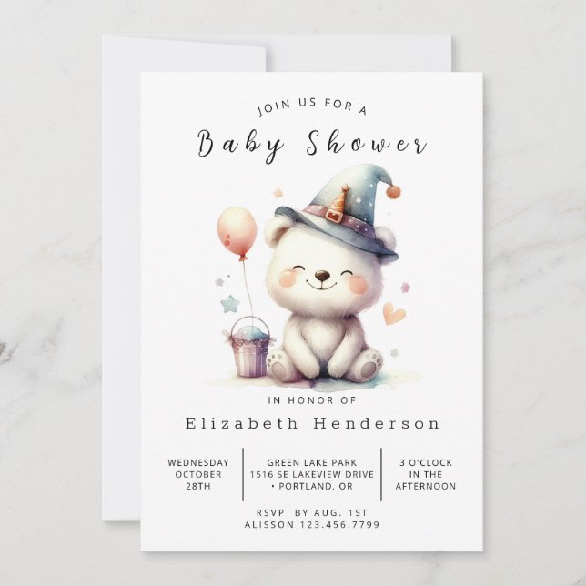 Invitación Baby Shower de Happy Online Bear (Anverso)