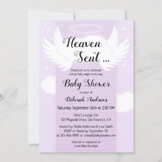 Invitación Baby Shower de Heaven Sent Angel Wings