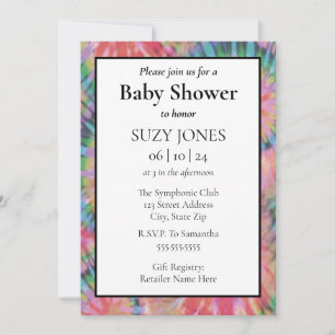 Invitación Baby Shower de hippie arcoiris colorido con tinte