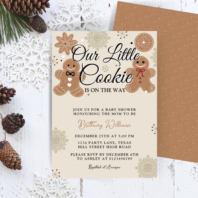 Invitación Baby Shower de Holiday Gingerbread | Little Cookie (Subido por el creador)
