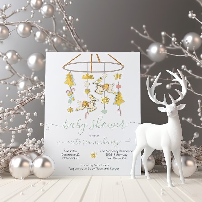 Invitación Baby Shower de Holiday Mobile Gold Navidades (Subido por el creador)