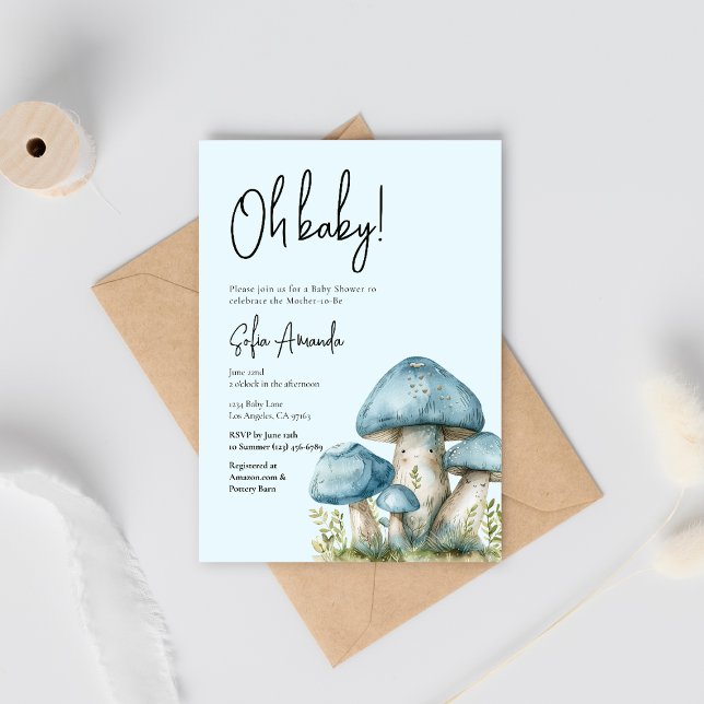 Invitación Baby Shower de hongo azul cute (Subido por el creador)
