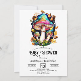 Invitación Baby Shower de hongos boscosos encantados