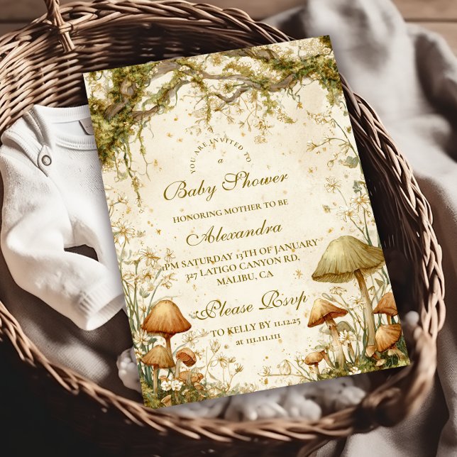 Invitación Baby Shower de hongos de Woodland encantados (Subido por el creador)