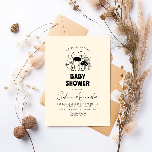 Invitación Baby Shower de hongos minimalistas (Subido por el creador)