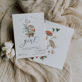 Invitación Baby Shower de hongos y fresas