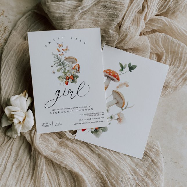 Invitación Baby Shower de hongos y fresas (Subido por el creador)
