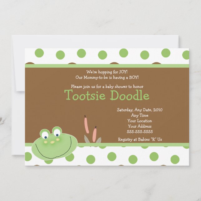 Invitación Baby Shower de HOPPY FROG Froggy (Anverso)