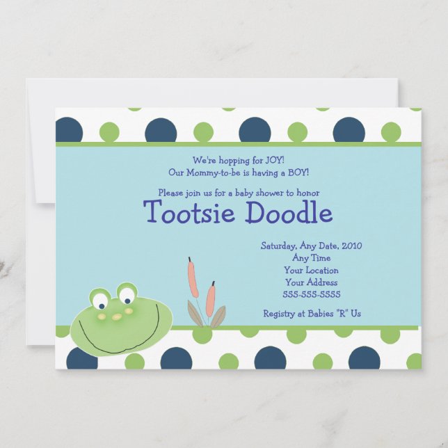 Invitación Baby Shower de HOPPY FROG Froggy (Anverso)