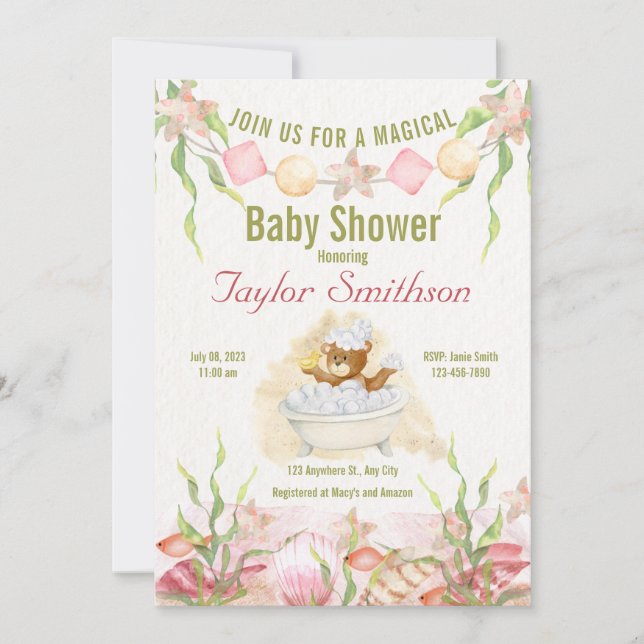 Invitación Baby Shower de hora de ducha (Anverso)